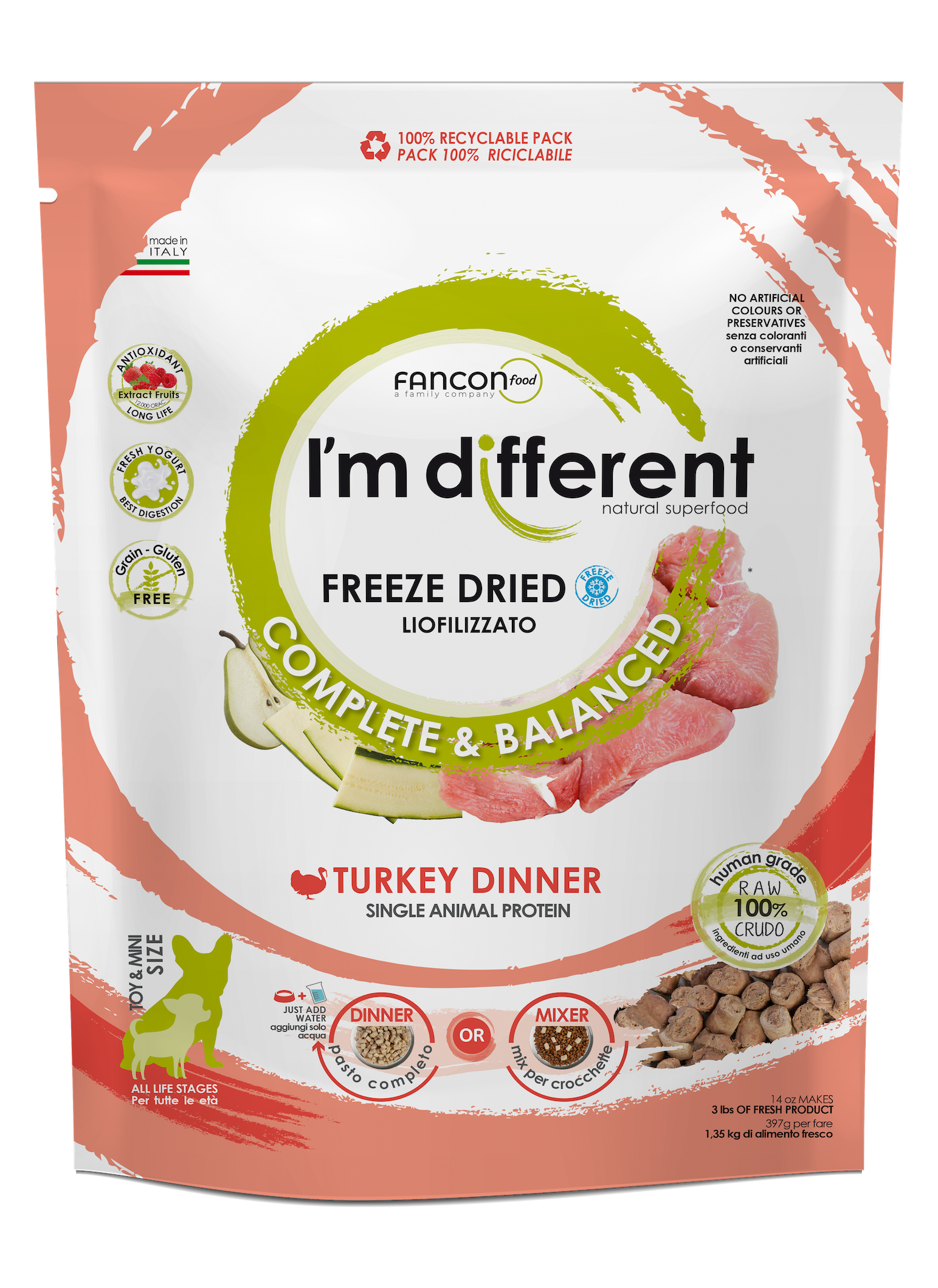 Diff Turkey Dinner Liofilizuotas maistas šunims su kalakutu 397g