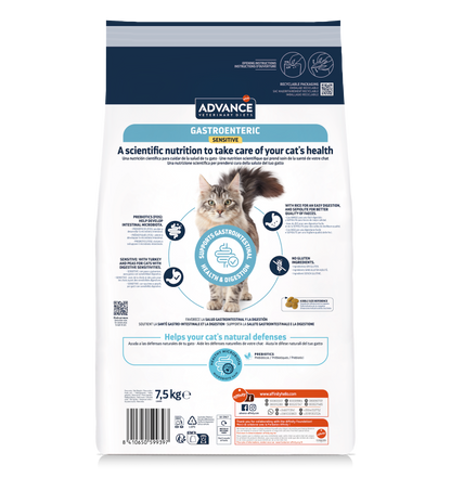 Advance Veterinary Diets Gastroenteric Sensitive sausā barība kaķiem ar jutīgu gremošanas traktu 7,5 kg