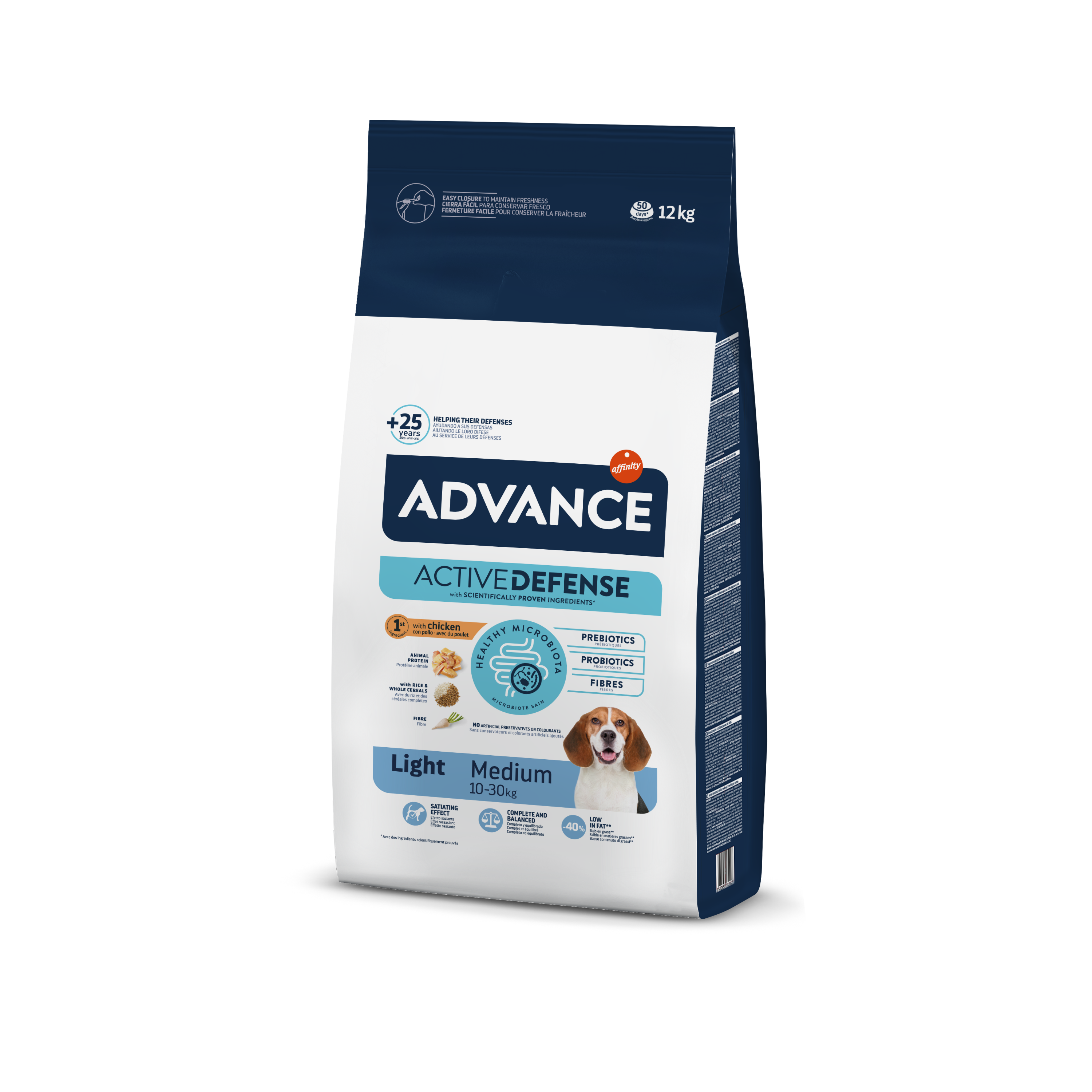Advance Medium Light Sausas maistas vidutinių veislių šunims linkusiems priaugti svorio 12 kg