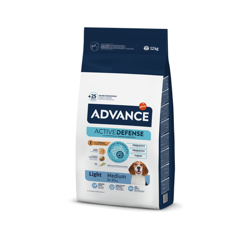 Advance Medium Light Sausas maistas vidutinių veislių šunims linkusiems priaugti svorio 12 kg
