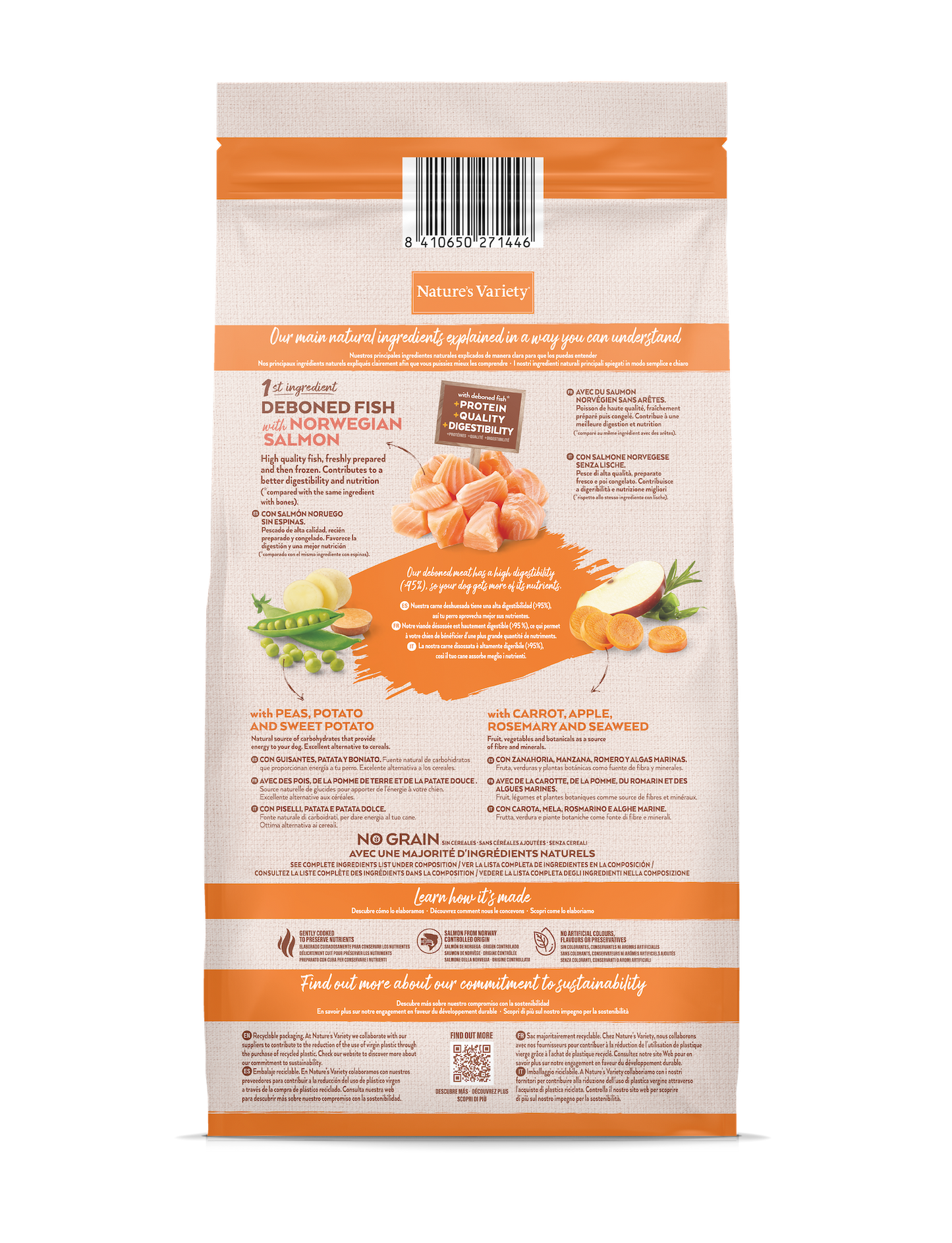 Nature's Variety Original No Grain Mini Adult sausā bezgraudu barība pieaugušiem mazo šķirņu suņiem ar lasi 7 kg