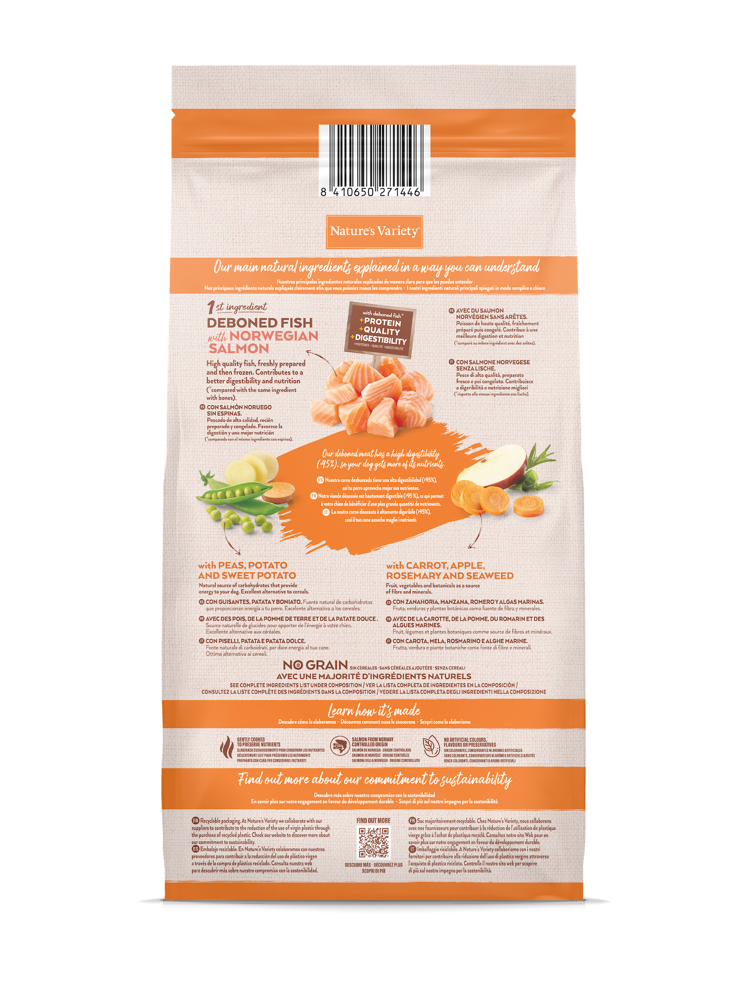 Nature's Variety Original No Grain Mini Adult Sausas begrūdis maistas suaugusiems mažųjų veislių šunims su lašiša 7 kg