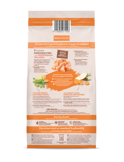 Nature's Variety Original No Grain Mini Adult sausā bezgraudu barība pieaugušiem mazo šķirņu suņiem ar lasi 7 kg