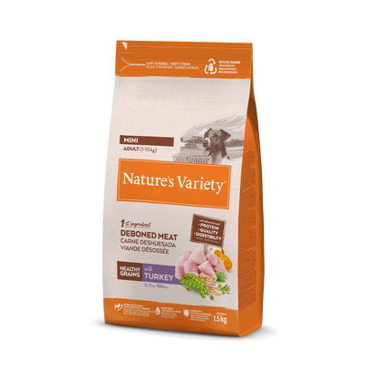 Nature's Variety Healthy Grain Mini Adult Sausas maistas mažųjų veislių suaugusiems šunims su kalakutiena 1,5kg