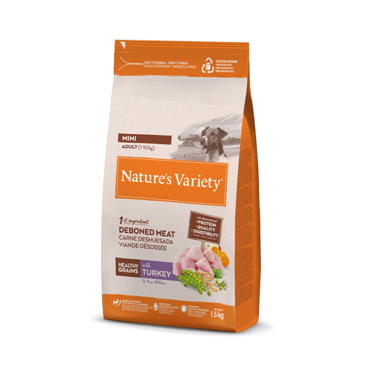 Nature's Variety Healthy Grain Mini Adult Sausas maistas mažųjų veislių suaugusiems šunims su kalakutiena 1,5kg