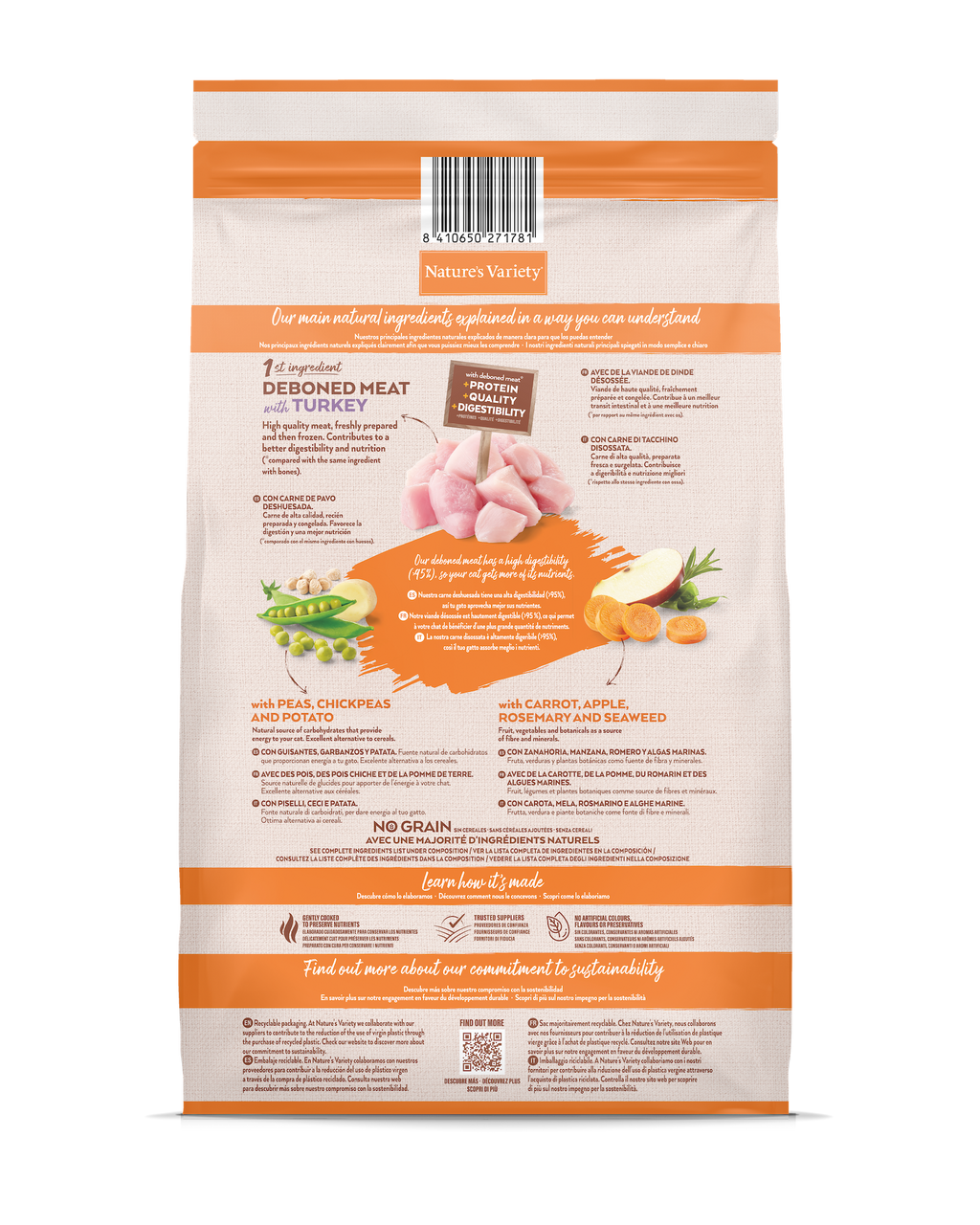 Nature's Variety bezgraudu sterilizētu kaķu sausā barība ar tītaru 7 kg