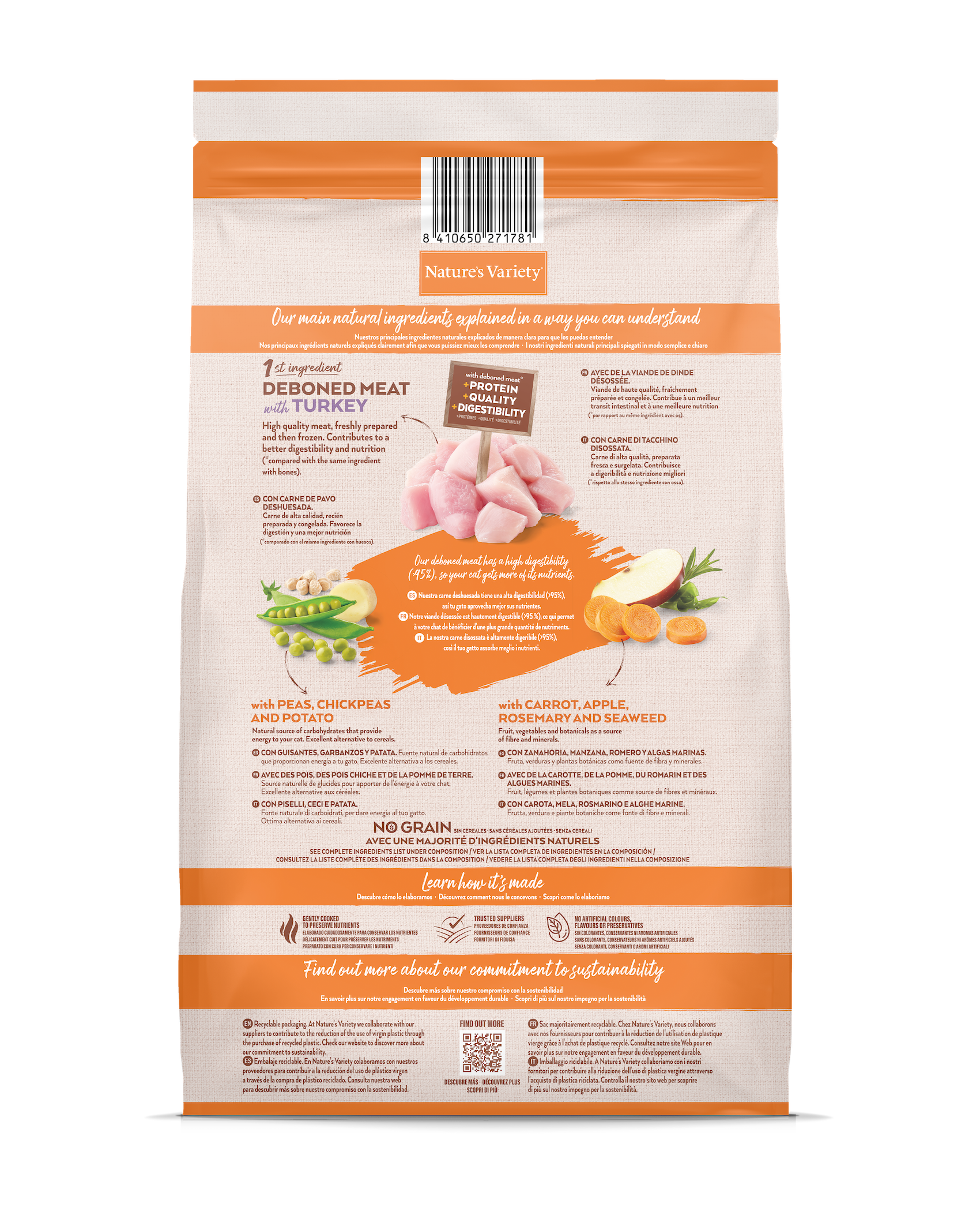 Nature's Variety bezgraudu sterilizētu kaķu sausā barība ar tītaru 7 kg