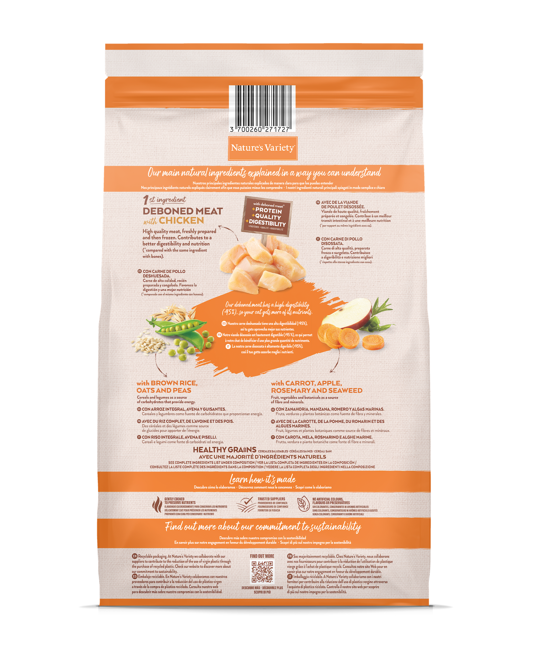 Nature's Variety Healthy Grain Adult Cat sausā barība pieaugušiem kaķiem ar vistu 7 kg