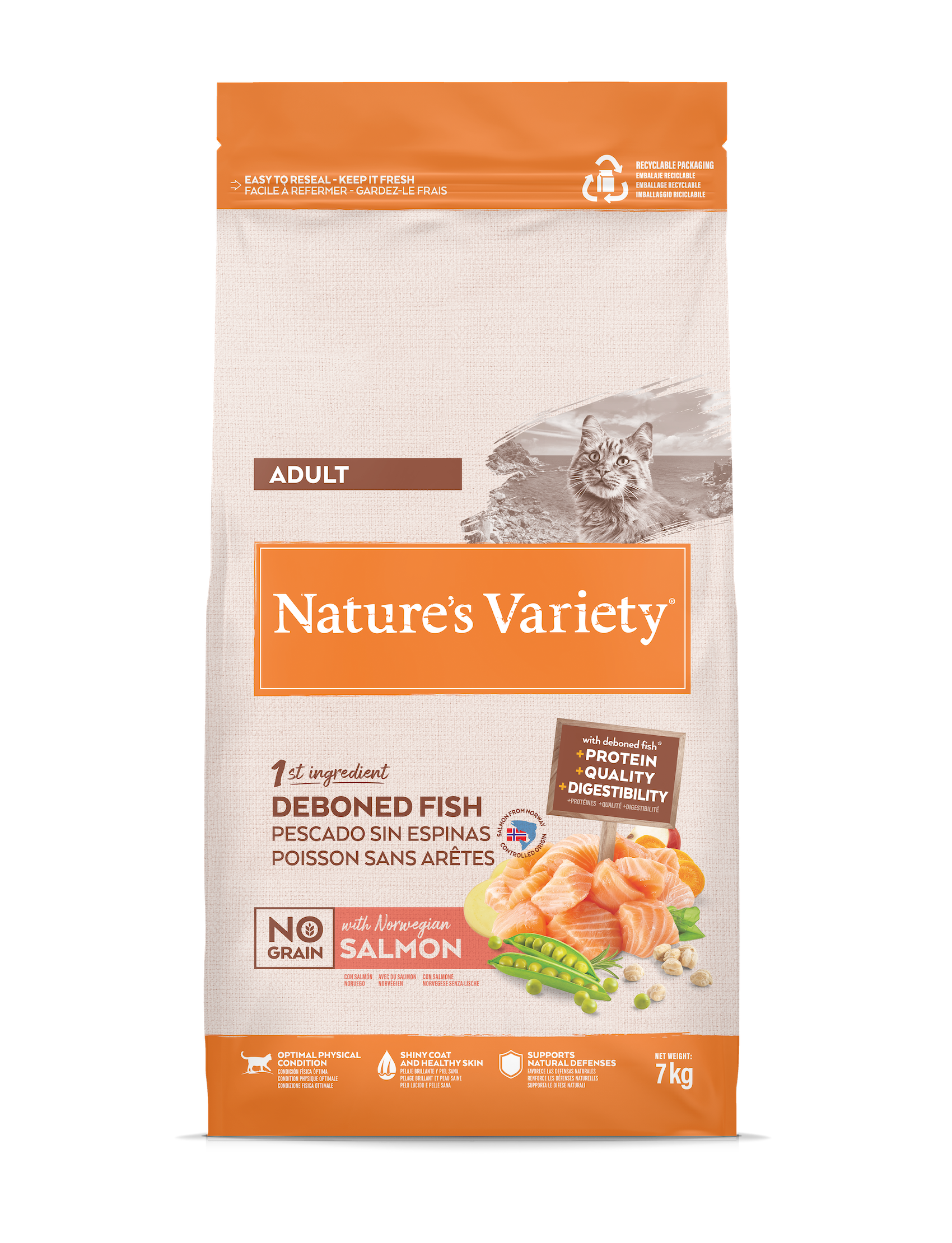 Nature's Variety bez graudiem pieaugušiem kaķiem (norvēģu lasis) 7 kg