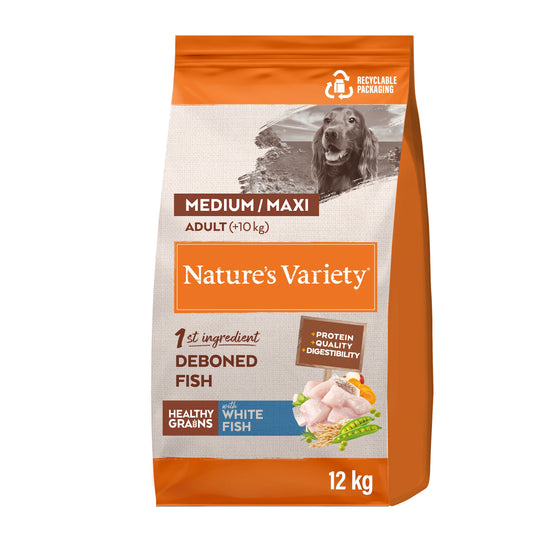 Nature's Variety HEALTHY GRAINS MED/MAX ADULT WHTE FISH 12 kg