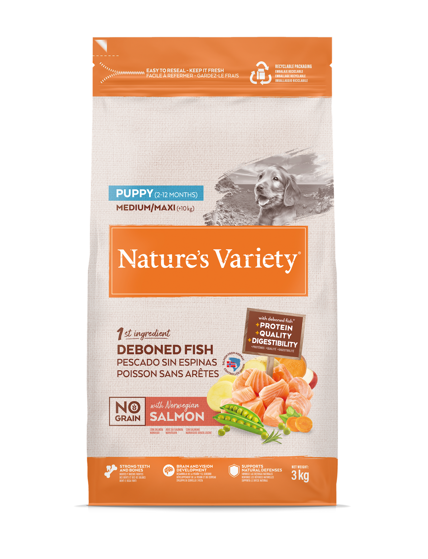 NO GRAIN PUPPY MED/MAX (lašiša) 3KG