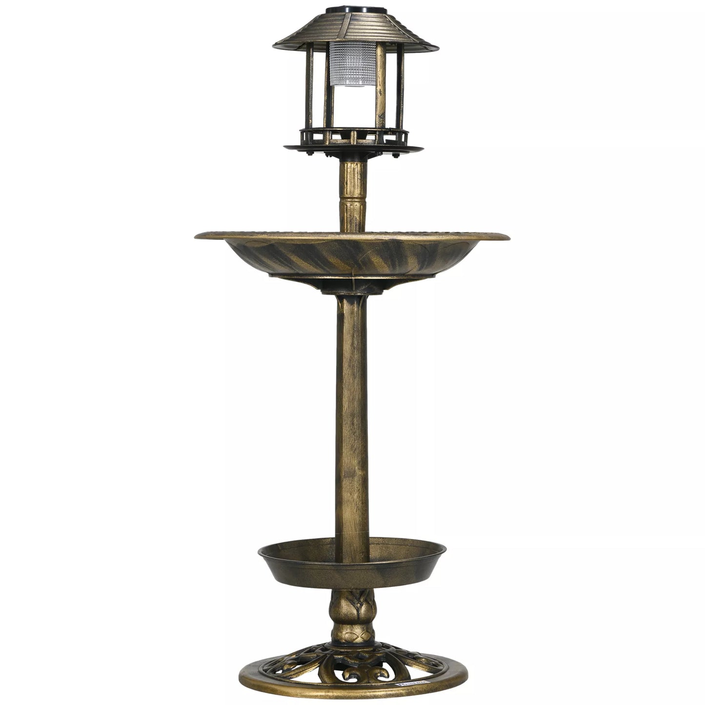 Paukščių girdykla Paukščių namelis Lesyklė, atspari oro sąlygoms, 2 dubenėliai, vintage dizainas, 50 x 50 x 110 cm, bronzos spalvos