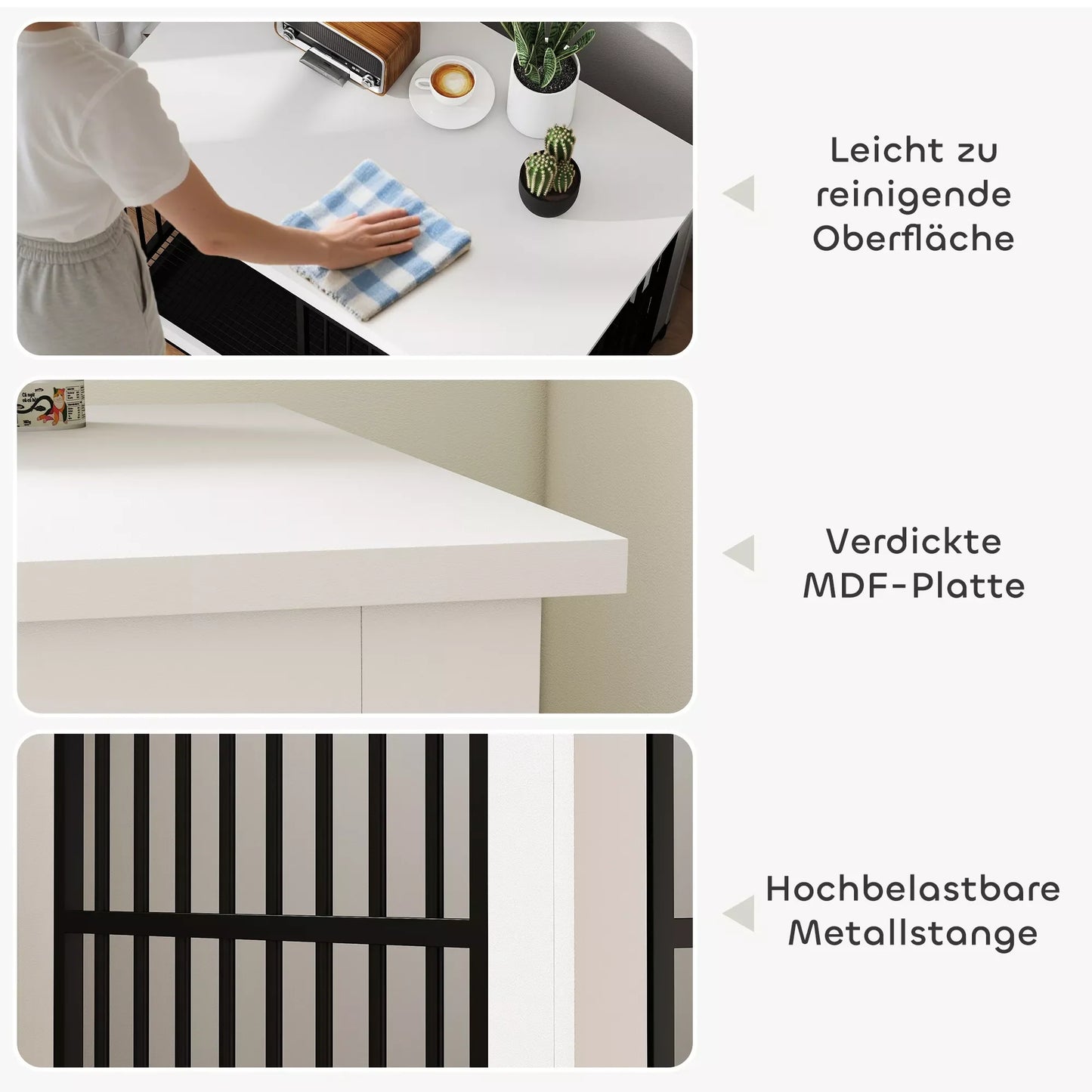 Didelė šunų transportavimo dėžė, lengva prieiga, užrakinama, su pasukamu dubenėlio laikikliu, skirta mažoms ir didelėms šunims, balta