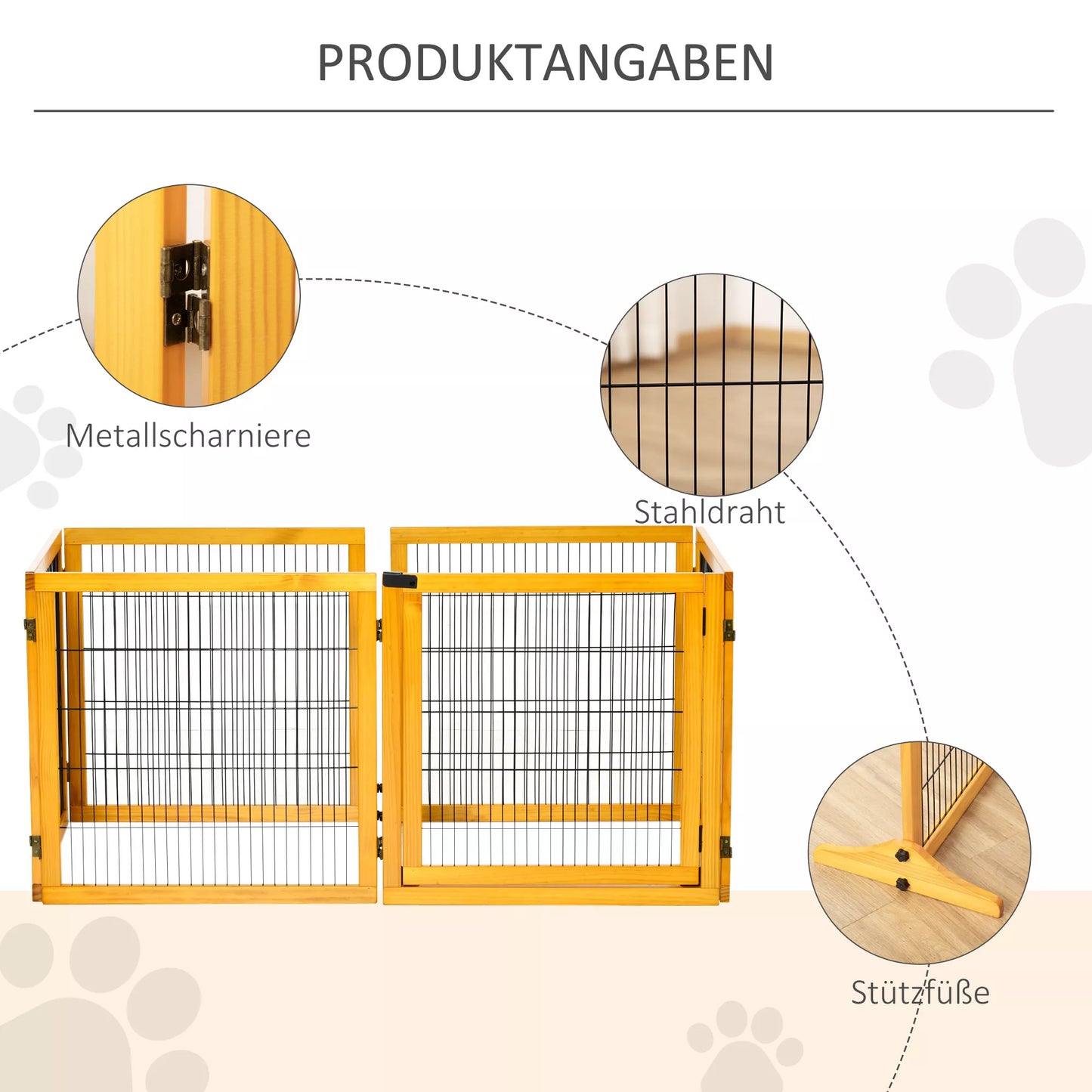 Sulankstomas aptvaras šunims, 432 x 36 x 70 cm, pušies mediena, geltonas