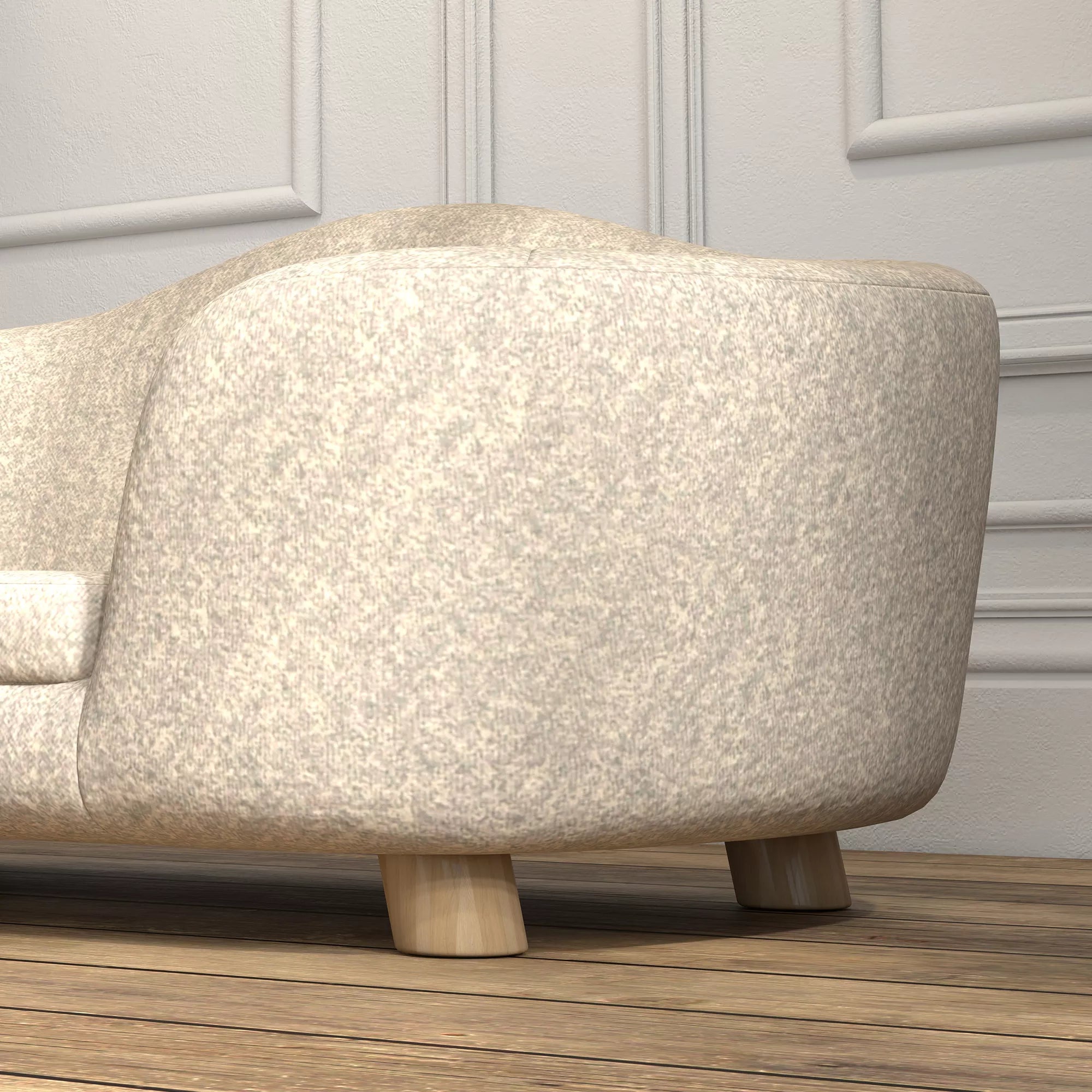 Sofa naminiams gyvūnėliams, šunų kilimėlis, šunų lova, šunų sofa, šunų kušetė, katės sofa su pagalvėle, kišenė gale, pliušas, putos, pušies mediena, kreminė balta, 70 x 47 x 30 cm