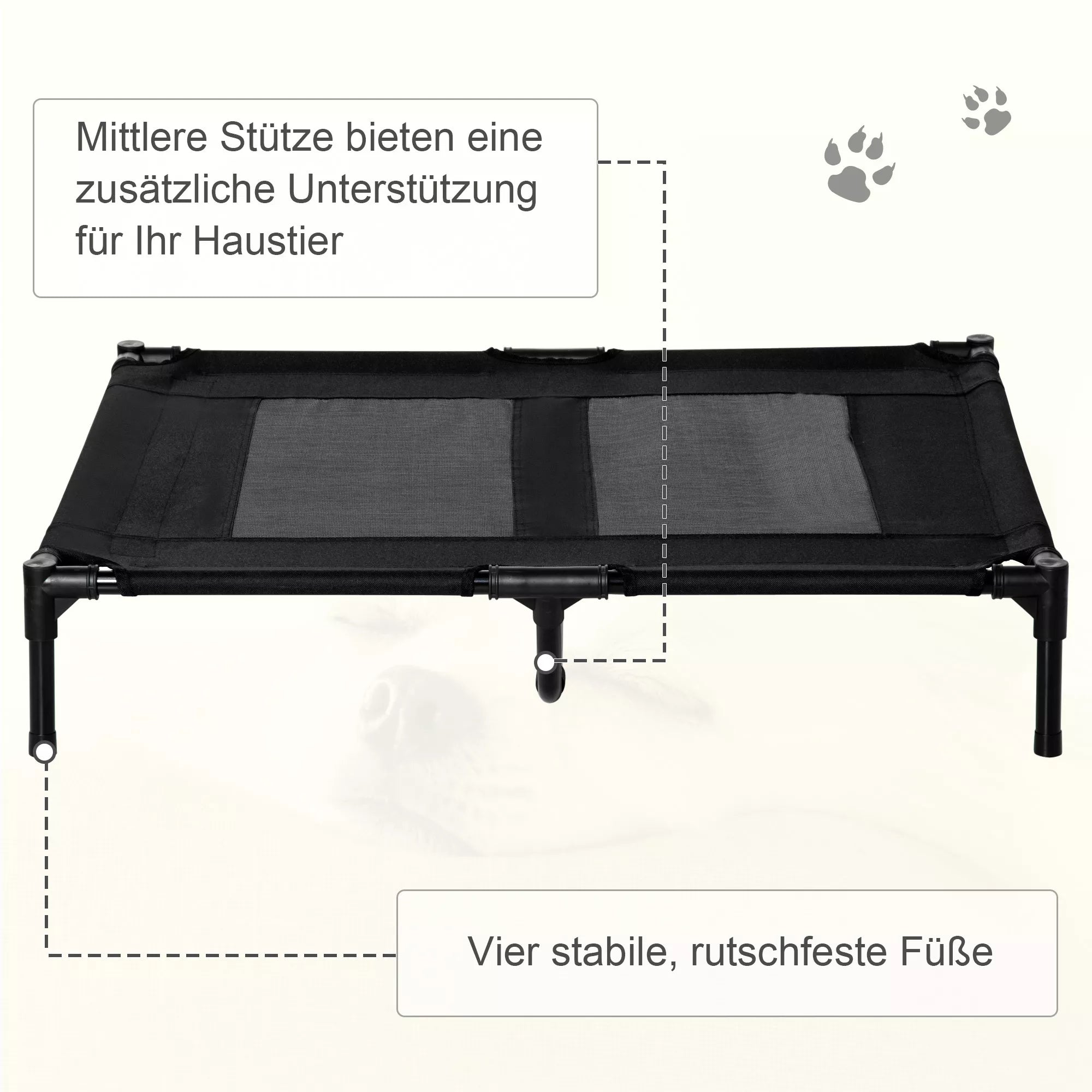 Lauko šunų guolis, sulankstomas, kvėpuojantis, juodas