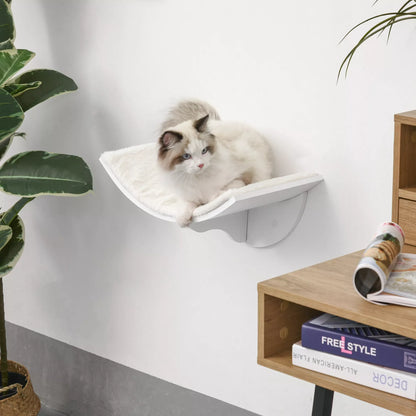 Cat shelf, wall-mounted, soft lying surface, up to 10kg, 41x28x21cm, white