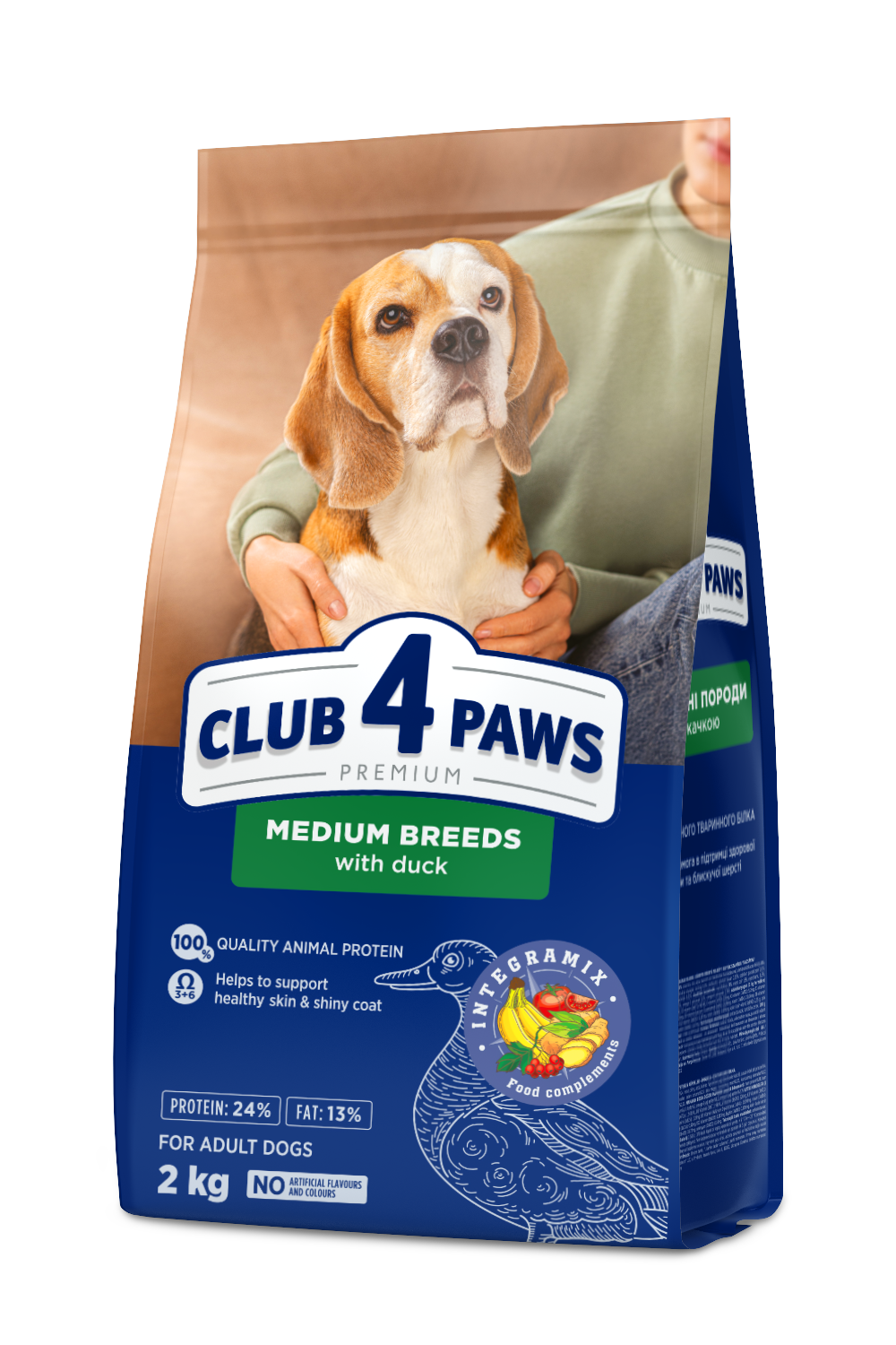 CLUB 4 PAWS PREMIUM VIDĒJA LIELUMA ŠĶIRŅU PIEAUGUŠIEM SUŅIEM AR PĪLI. PILNVĒRTĪGA SAUSĀ BARĪBA