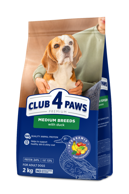 CLUB 4 PAWS PREMIUM VIDĒJA LIELUMA ŠĶIRŅU PIEAUGUŠIEM SUŅIEM AR PĪLI. PILNVĒRTĪGA SAUSĀ BARĪBA