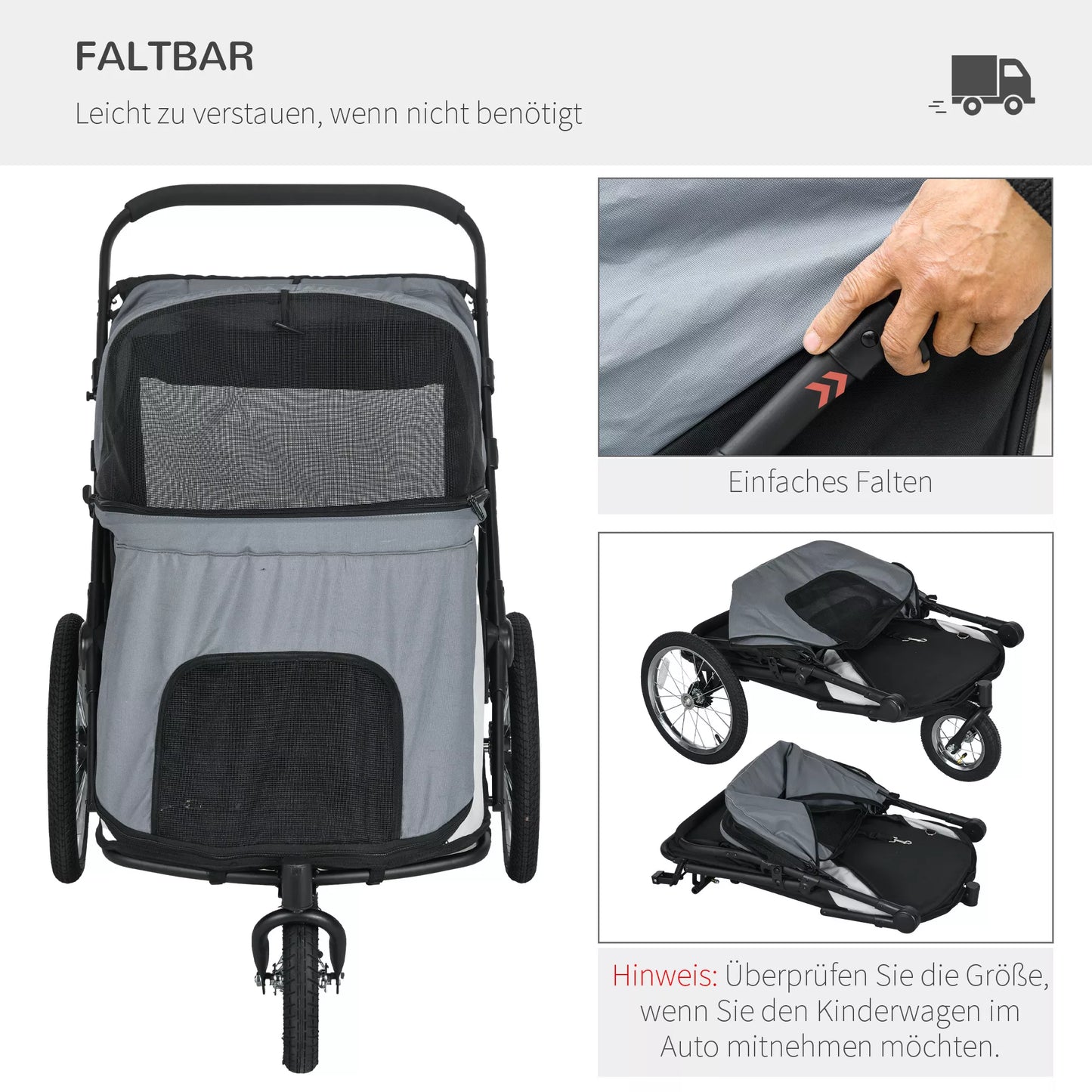 Suņu ratiņi, salokāmi, atverami, ar guļampapīru, tērauda rāmis, pelēki/melni