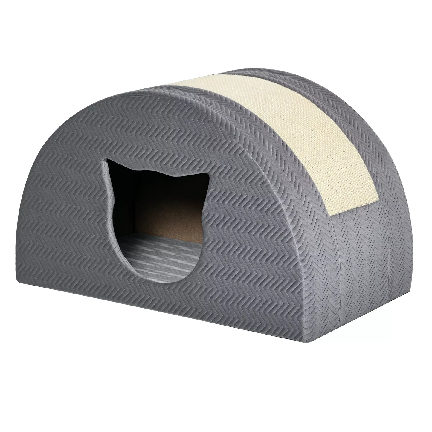 Katytės guolis su draskykle Katės lova Draskomasis namelis Kačių namelis Kačių butas, Sizalas, Pilkas 48,5 x 30 x 30 cm