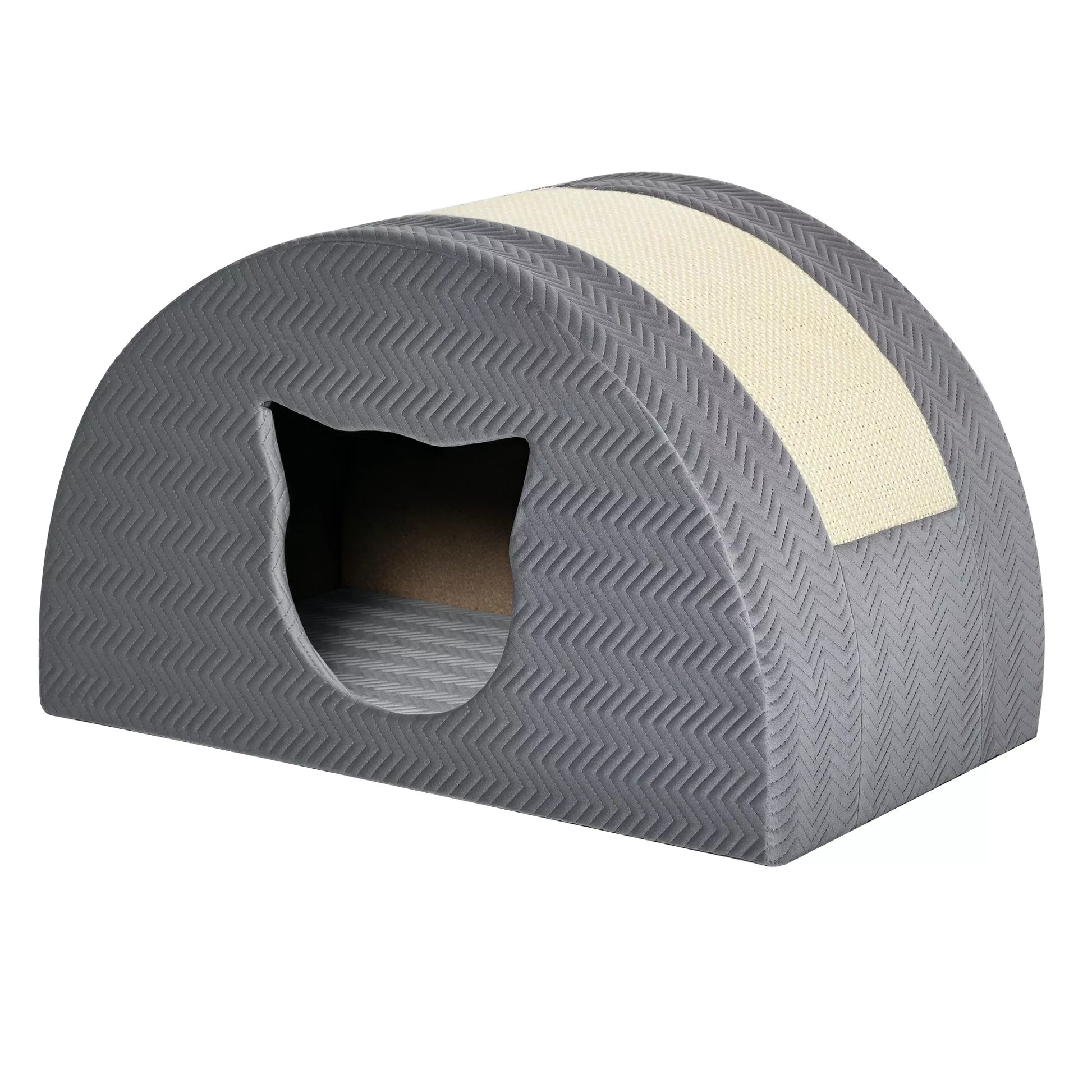 Katytės guolis su draskykle Katės lova Draskomasis namelis Kačių namelis Kačių butas, Sizalas, Pilkas 48,5 x 30 x 30 cm