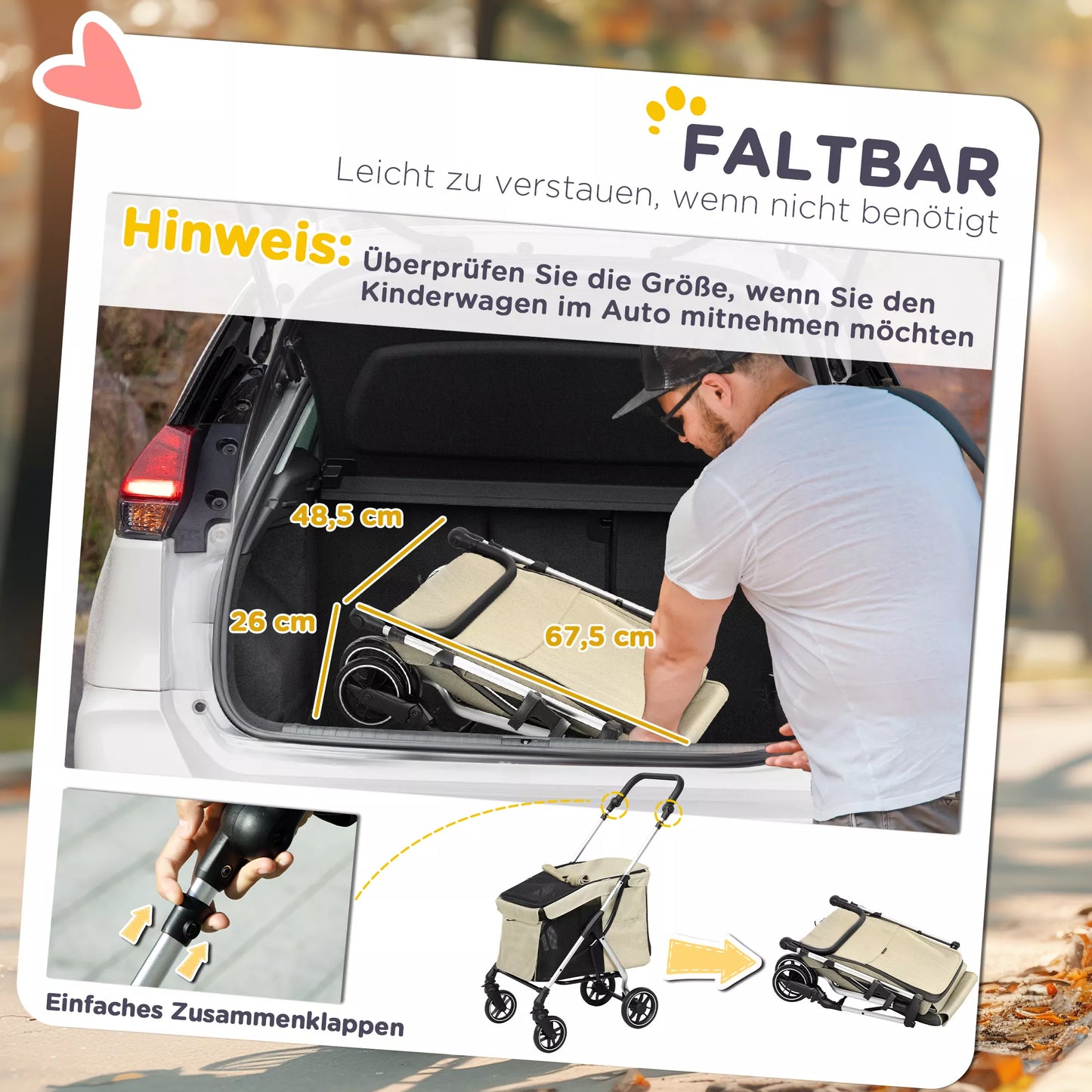 Suņu ratiņi, viegli un salokāmi transportēšanas ratiņi maziem suņiem, mazgājams spilvens, sieta logs, haki krāsā