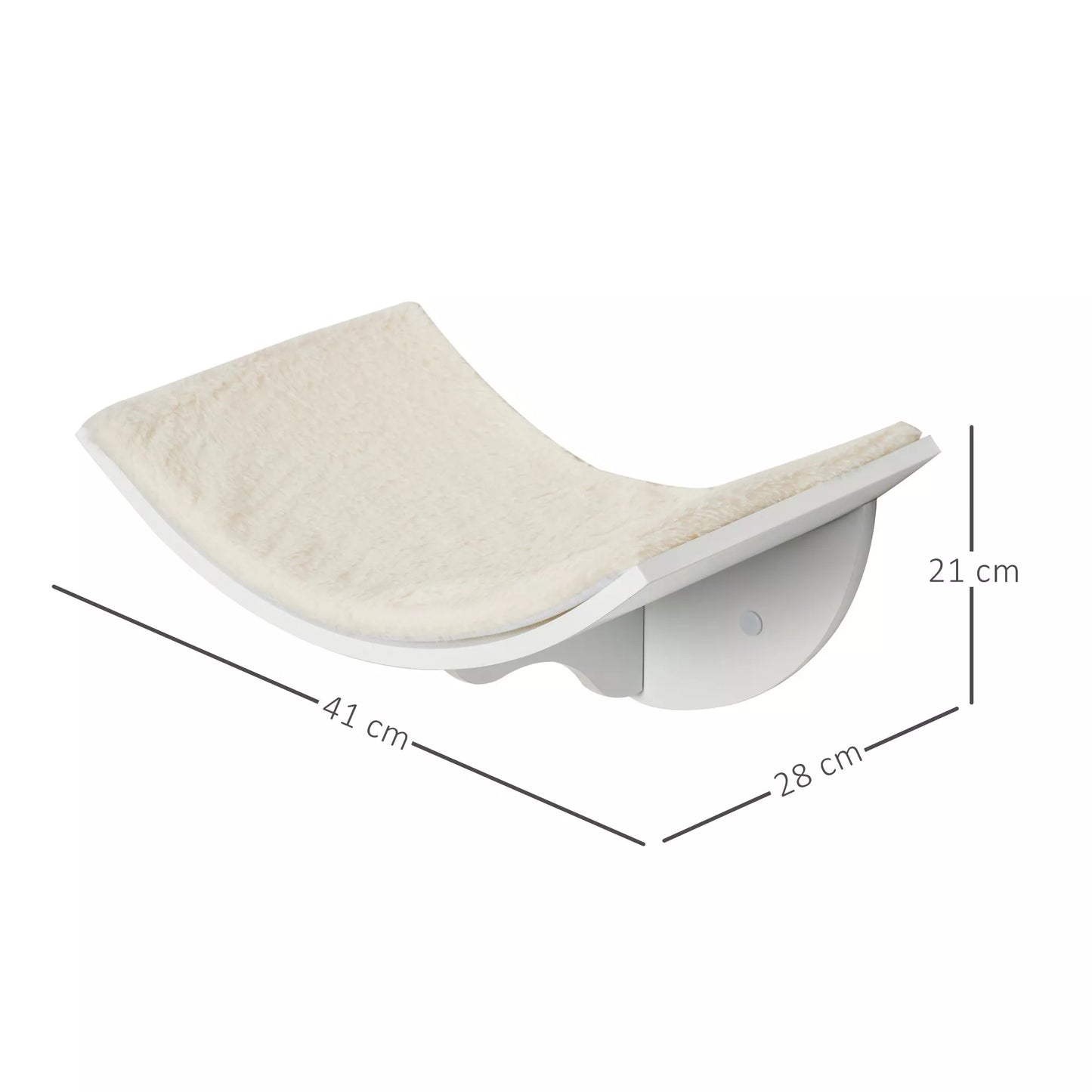 Cat shelf, wall-mounted, soft lying surface, up to 10kg, 41x28x21cm, white