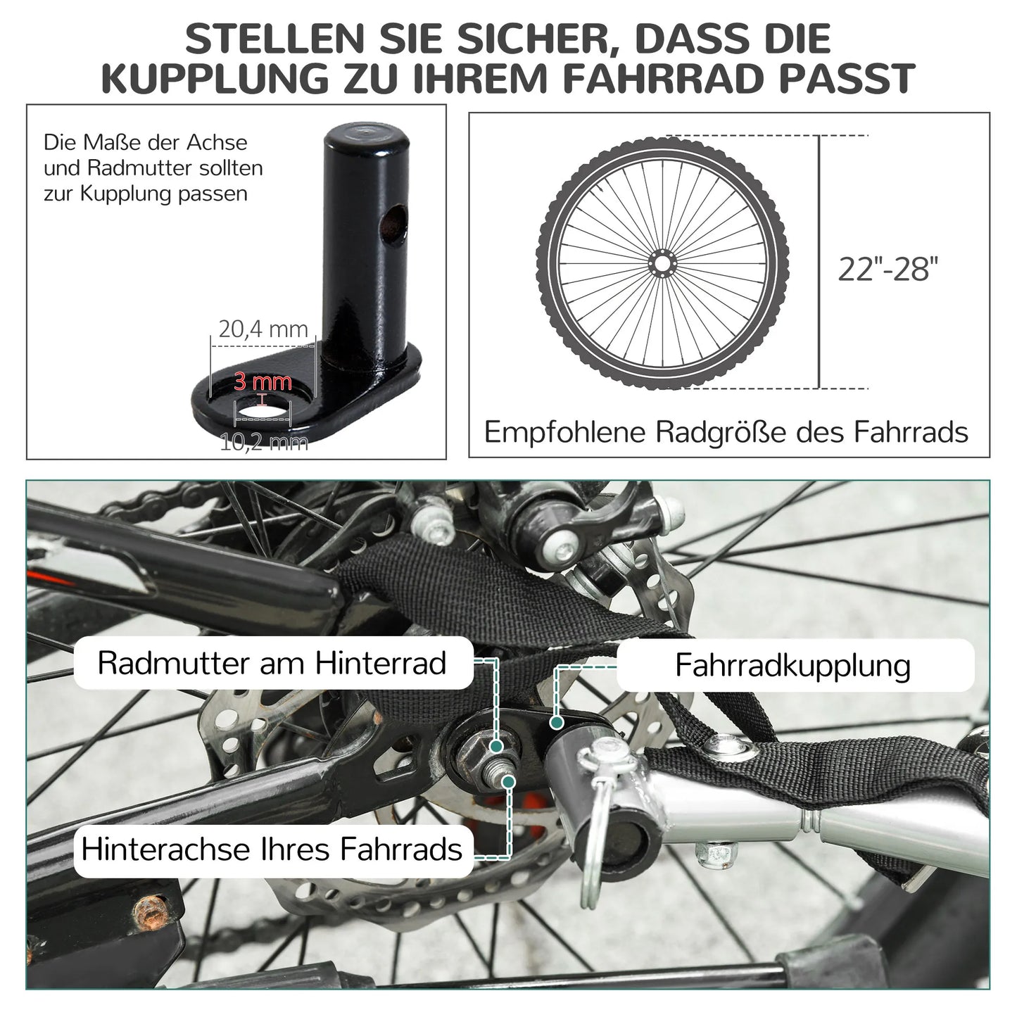 Velosipēda piekabe līdz 20 kg, universāls savienotājs, drošības josta, atstarotājs, tērauda, ​​zila+melna