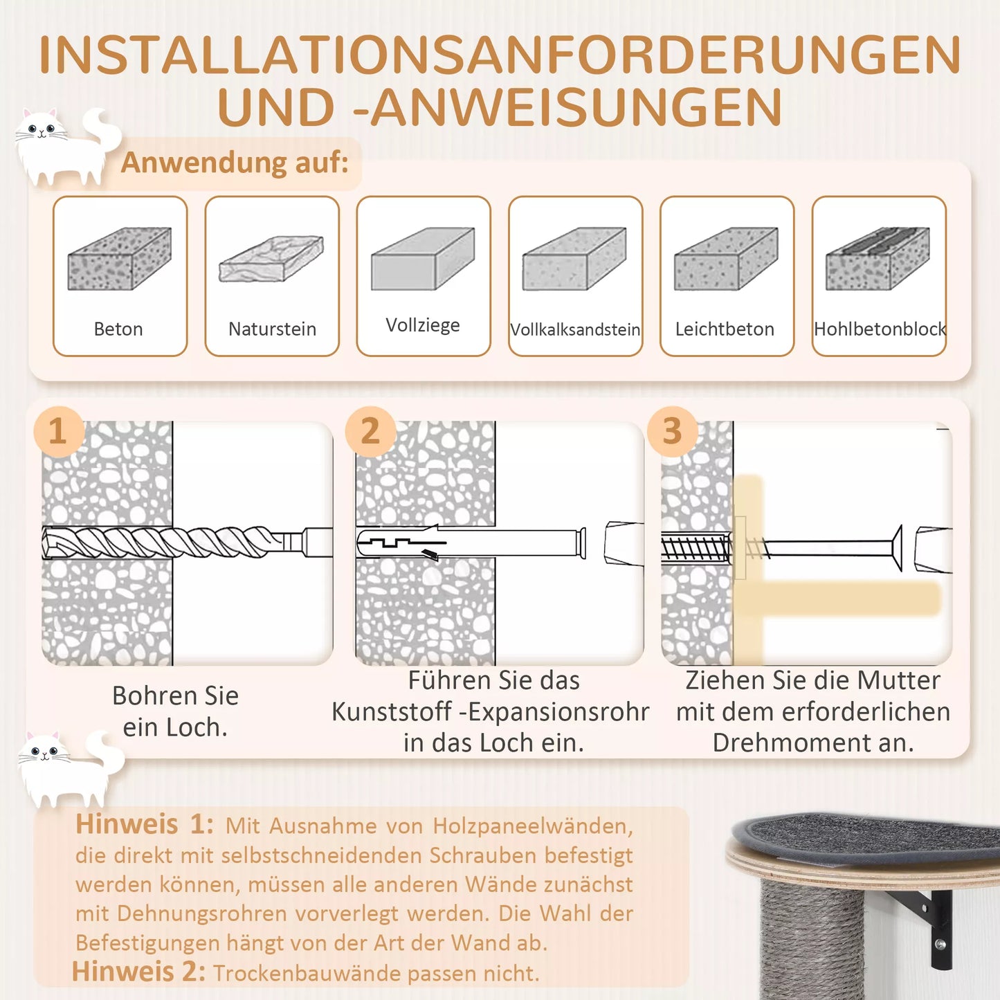 Kaķu kāpšanas siena, 7 daļu, kaķu kāpšanas sienas komplekts ar sizala stabu, kāpnēm, platformu, skrāpējamo stabu, pelēks