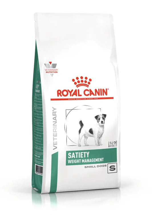Royal Canin Veterinary Dog Satiety Weight Management Small Dog dietinis pašaras šunims, skirtas antsvoriui sumažinti.