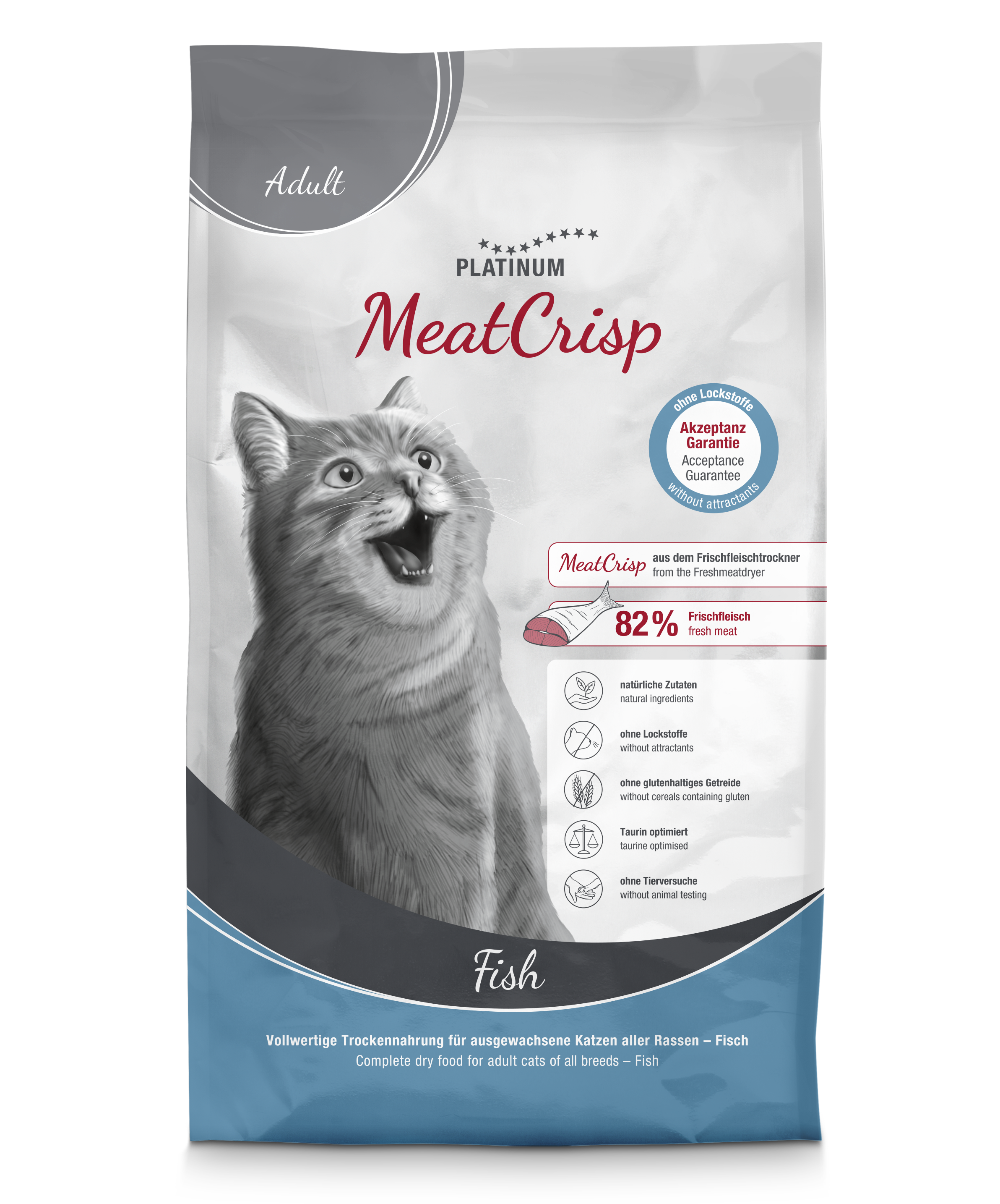 Platinum MeatCrisp sausas pašaras suaugusioms katėms su žuvimi