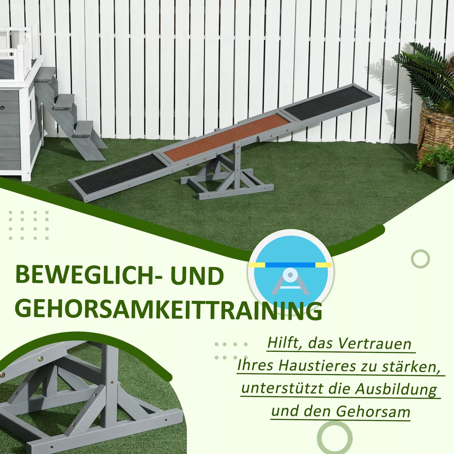 Suņu līdzsvara velosipēds Aqulity, suņu sporta līdzsvara velosipēds, 180 x 30 x 30 cm, pelēks + brūns