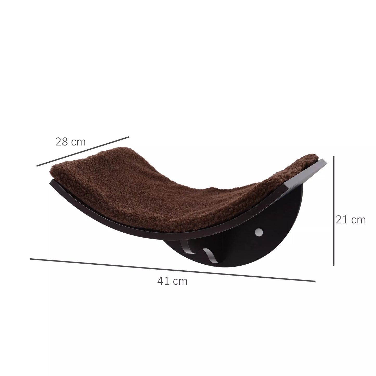 Kaķu gulta/gulta pie sienas, kaķu plaukts, ar mīkstu polsterējumu, brūna, 41 x 28 x 21 cm