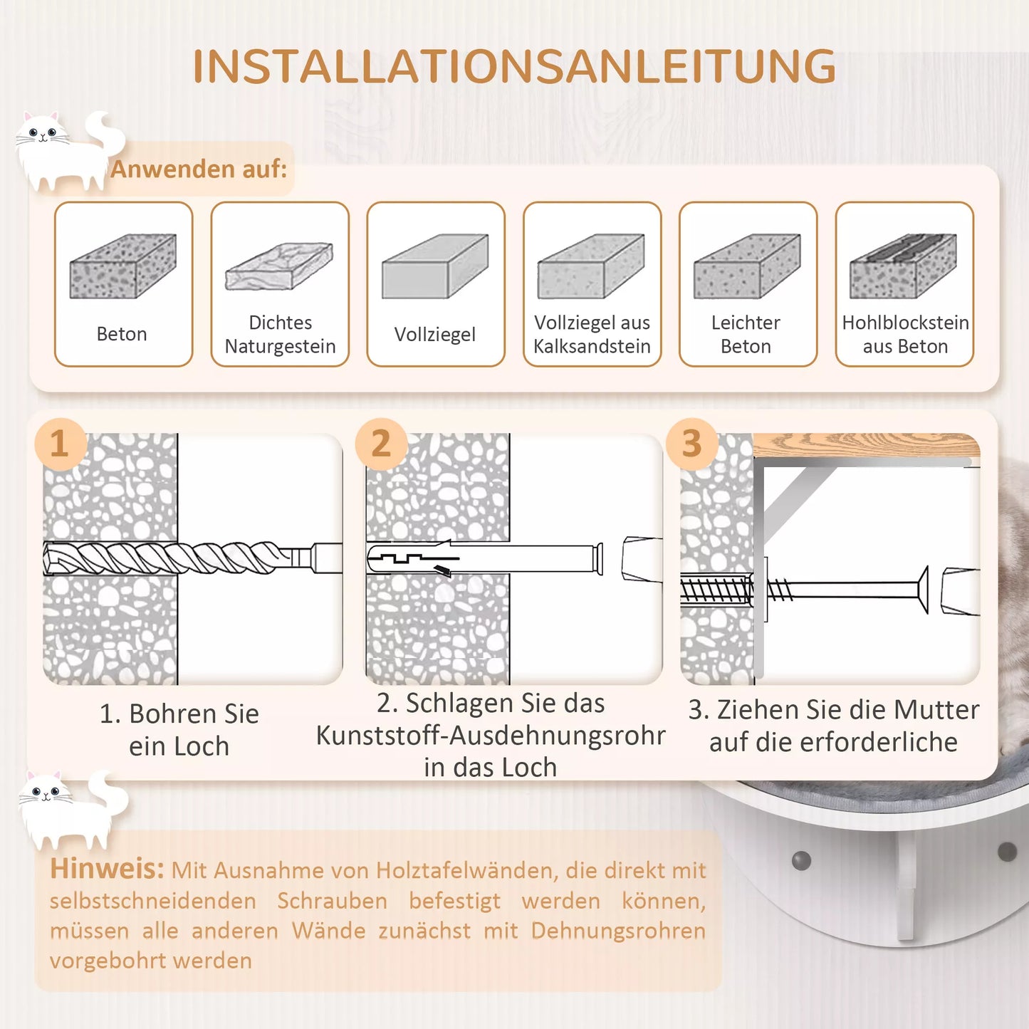 Kaķu gulta pie sienas, kaķu plaukts ar plīša polsterējumu, pelēks, 41 x 28 x 21 cm