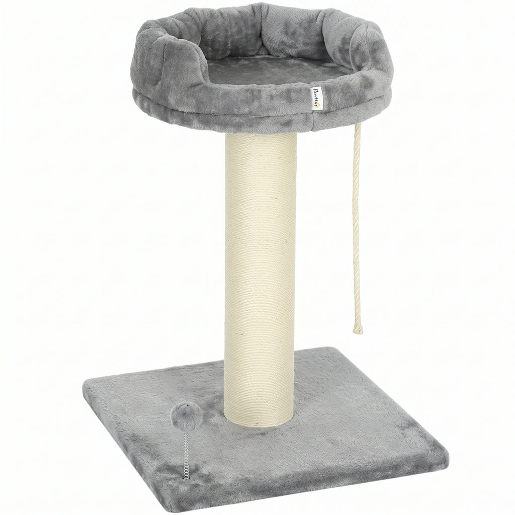 Draskyklė 83 cm su guoliu, sizalio stulpu ir žaislu, katėms iki 6 kg, 55x55 cm, pilka