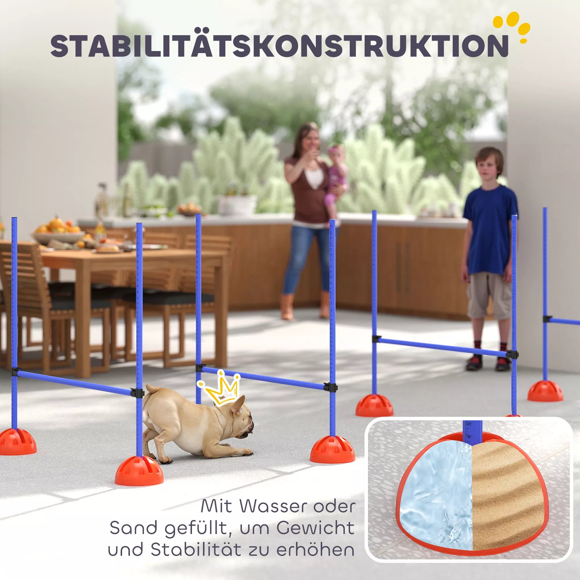 4 dalių šunų agility rinkinys su 4 kliūtimis ir nešimo krepšiu šuolių treniruotėms, mėlynas