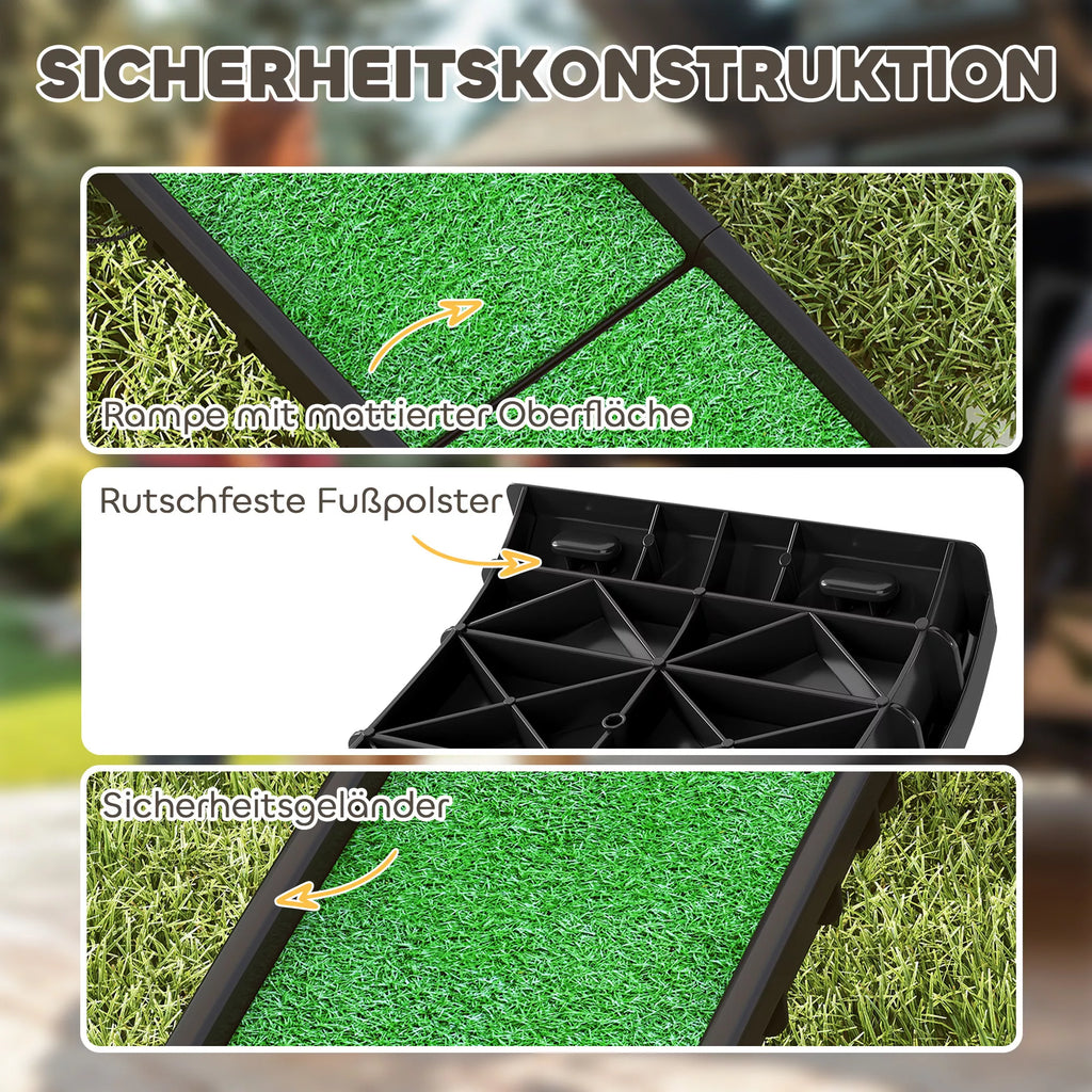 Kokkuvolditav libisemiskindel koerte kaldtee auto pakiruumi, loomadele kuni 90 kg, 155 x 38,5 x 15,5 cm, must
