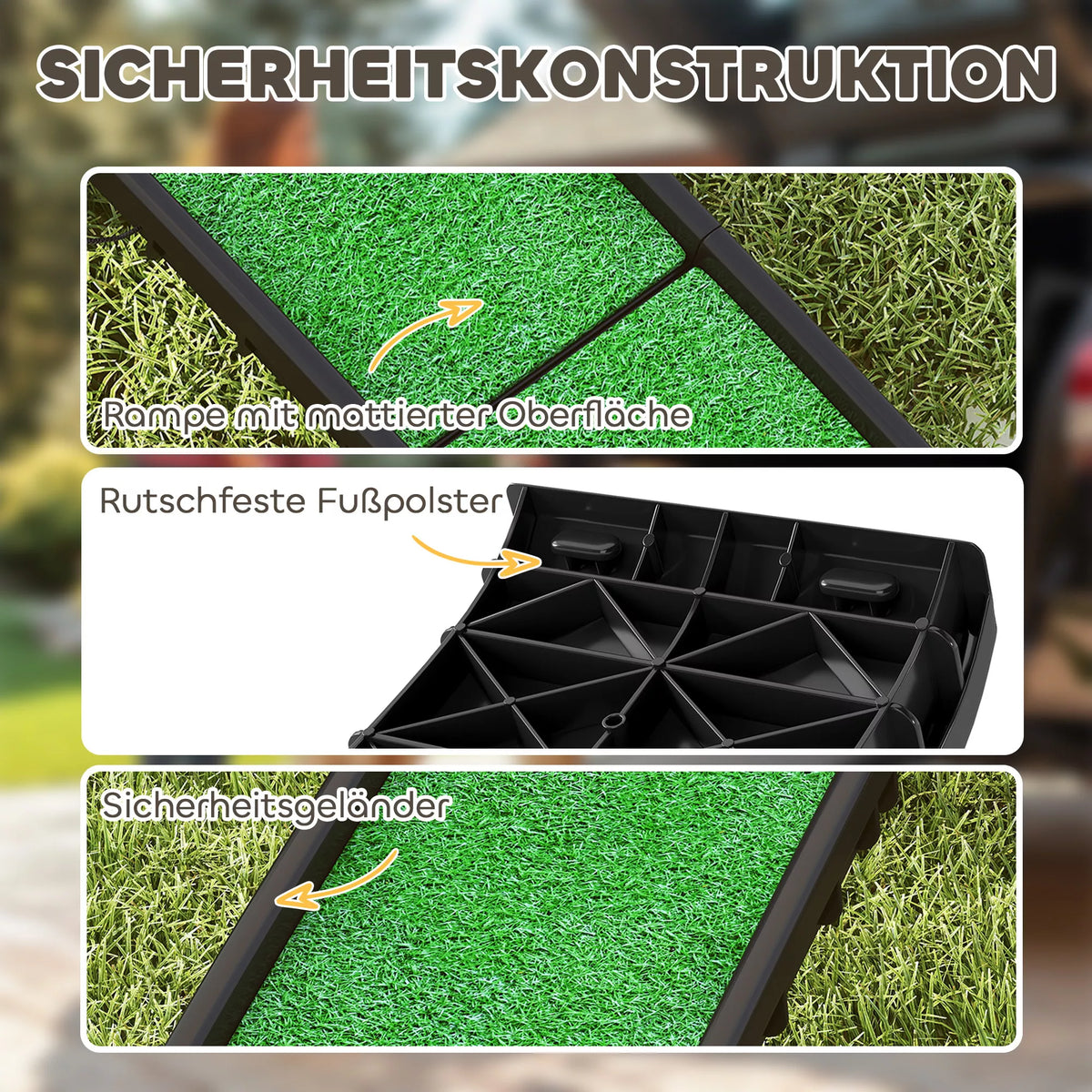 Kokkuvolditav libisemiskindel koerte kaldtee auto pakiruumi, loomadele kuni 90 kg, 155 x 38,5 x 15,5 cm, must