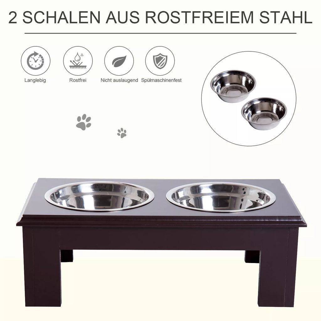 Pacelta suņu barotava ar 2 bļodām ūdenim un barībai, 2 x 900 ml nerūsējošā tērauda bļodas, barošanas stacija, suņu bļodas maziem suņiem, kaķiem Espresso