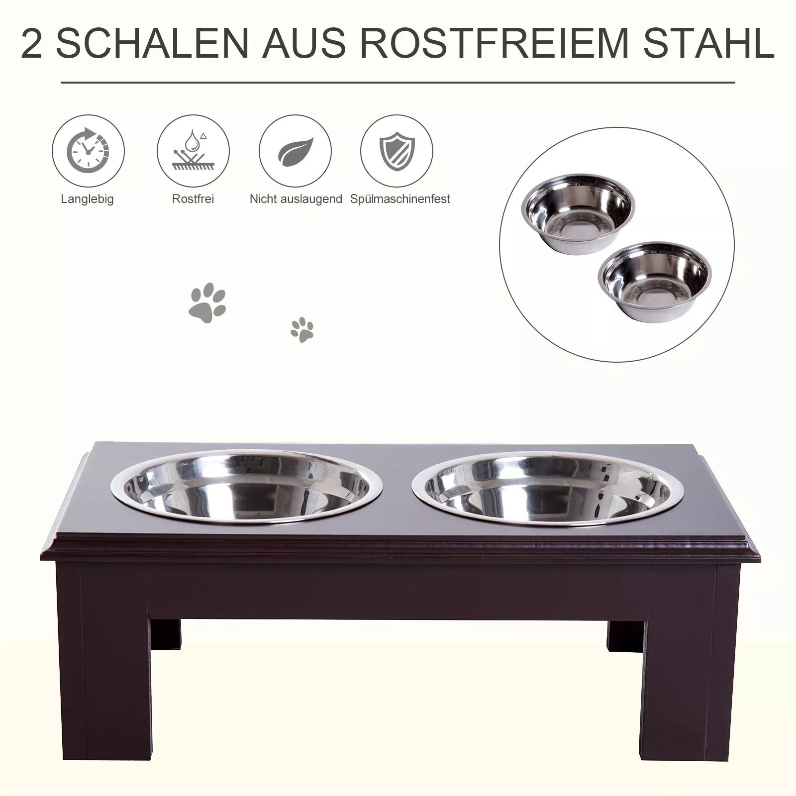 Pacelta suņu barotava ar 2 bļodām ūdenim un barībai, 2 x 900 ml nerūsējošā tērauda bļodas, barošanas stacija, suņu bļodas maziem suņiem, kaķiem Espresso