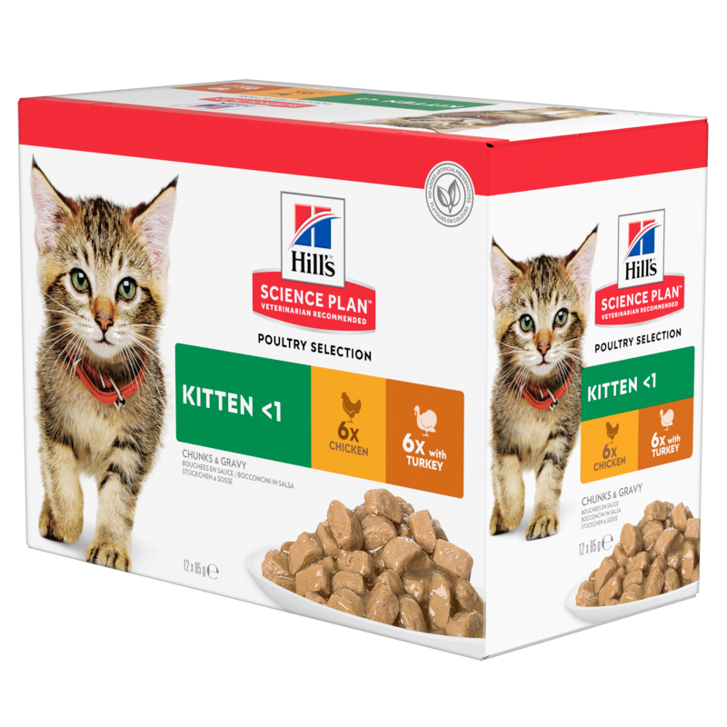 Hill's SP Feline Kitten MP (Ckn+Trk) Pouch konservai kačiukams 12x85g