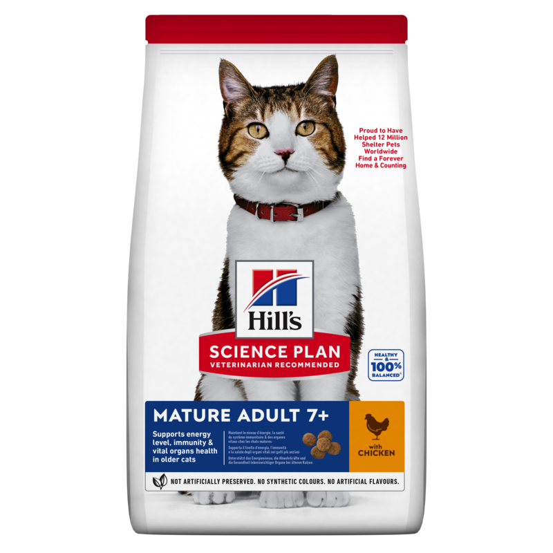 Hill's Science Plan Mature Chicken sausas maistas su vištiena senyvoms katėms