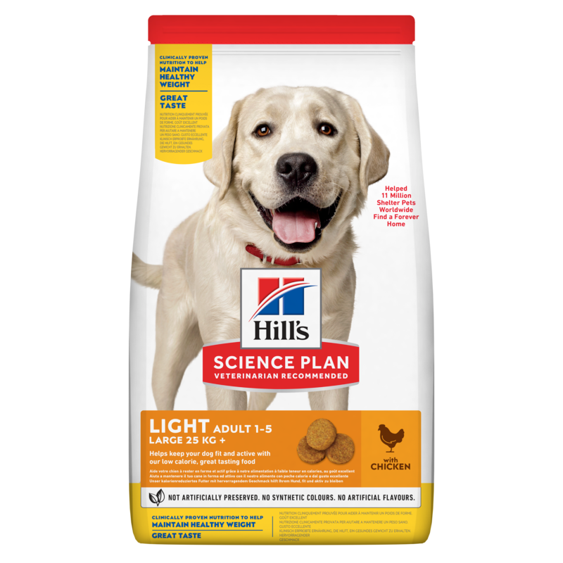 Hill's Science Plan Canine Adult Light Large Breed Chicken sausas maistas didelių veislių šunims, linkusiems priaugti svorio