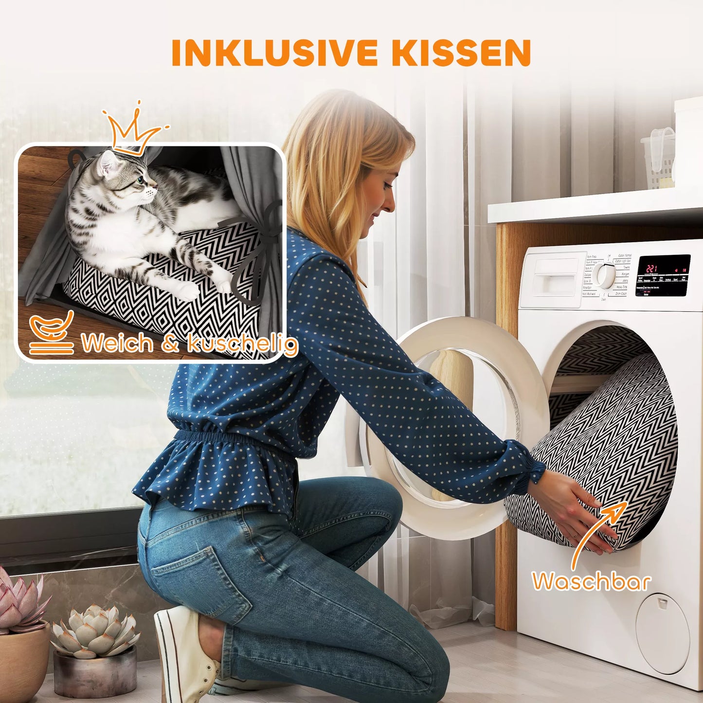 Tipi telts mājdzīvniekiem, Tipi dizaina mājdzīvnieku gulta, Kaķu telts ar spilvenu, Suņu gulta gulēšanai, Kaķu gulta, Pelēka