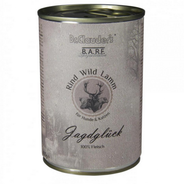 DR. CLAUDER'S BARF 100% mėsos konservai šunims ir katėms su jautiena, žvėriena ir ėriena 800g