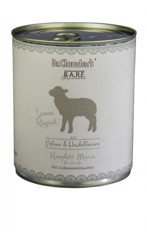 DR. CLAUDER'S BARF mėsos ir daržovių konservai šunims su ėriena 800g