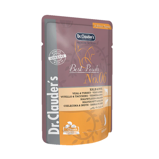 DR. CLAUDER'S drėgnas maistas katėms su veršiena ir kalakutiena drebučiuose 100 g