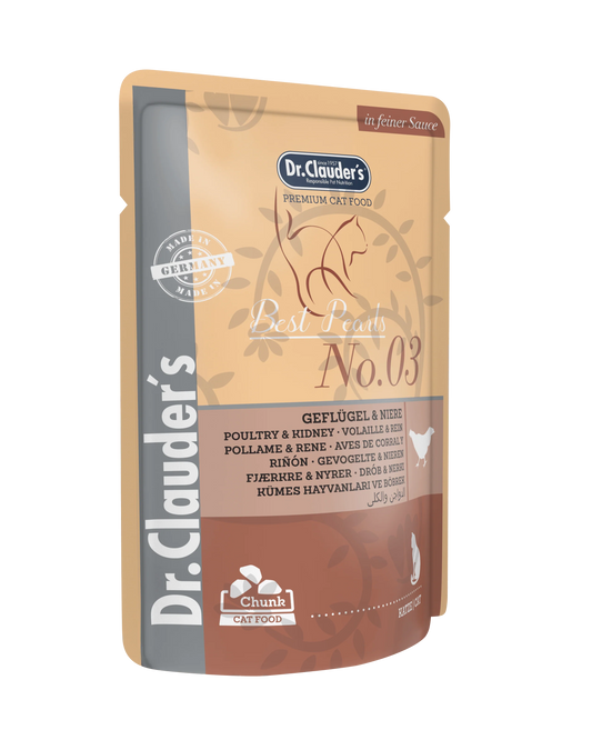 DR. CLAUDER'S drėgnas maistas katėms su paukštiena ir inkstais padaže 100 g