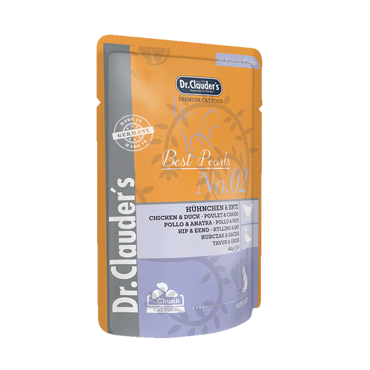 DR. CLAUDER'S drėgnas maistas katėms su vištiena ir antiena drebučiuose 100 g